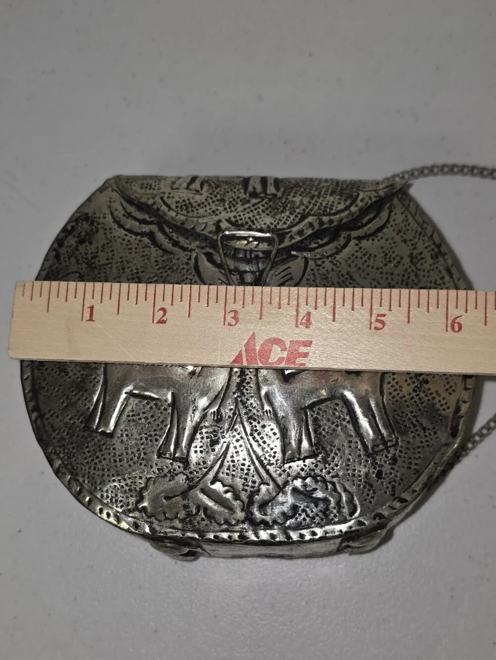 Ethnic Silver Women Gift Silver Etched Metal Elephant Bag Bridal Party Purse